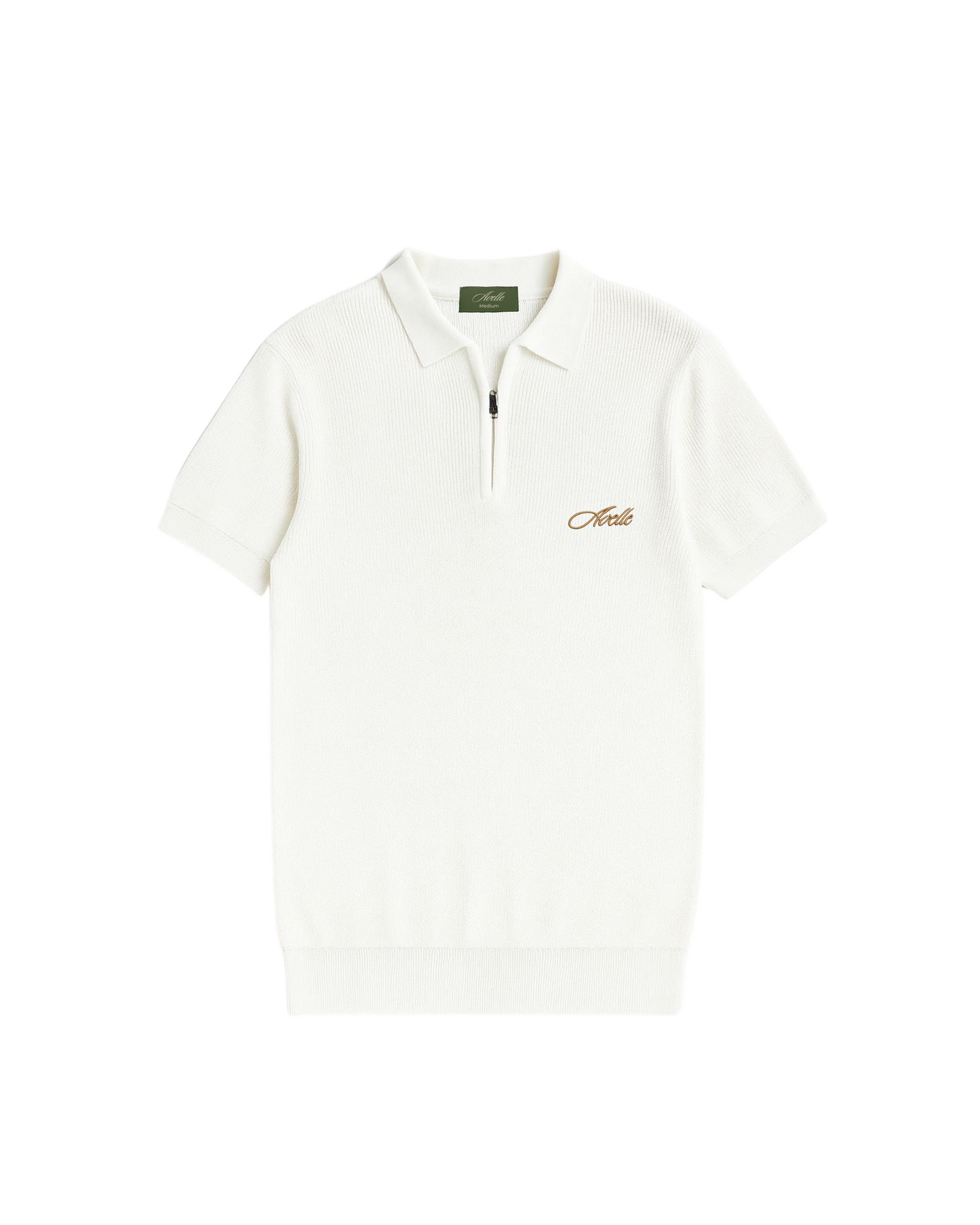 Knitted Quarter Zip Polo in Cream