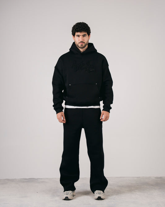 Avelle Applique Hoodie In Black