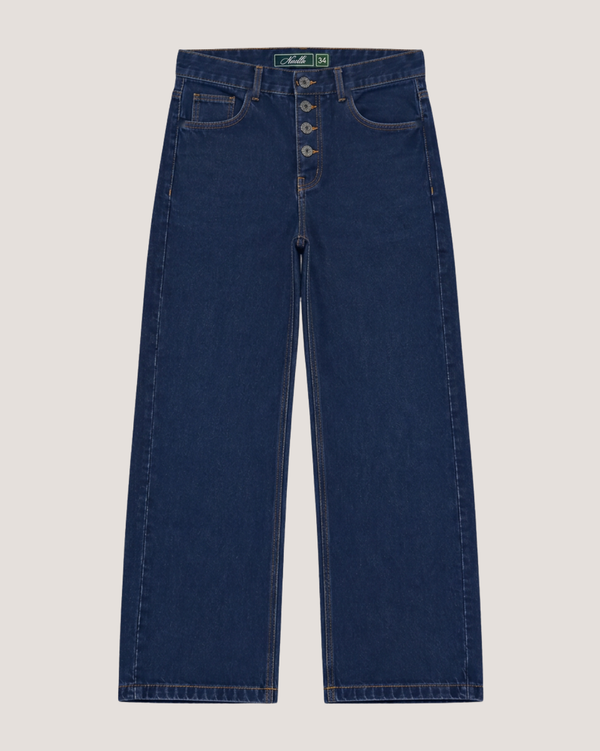 Relaxed fit jeans in navy blue, front