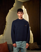 Knitted Crewneck Sweater In Navy Blue