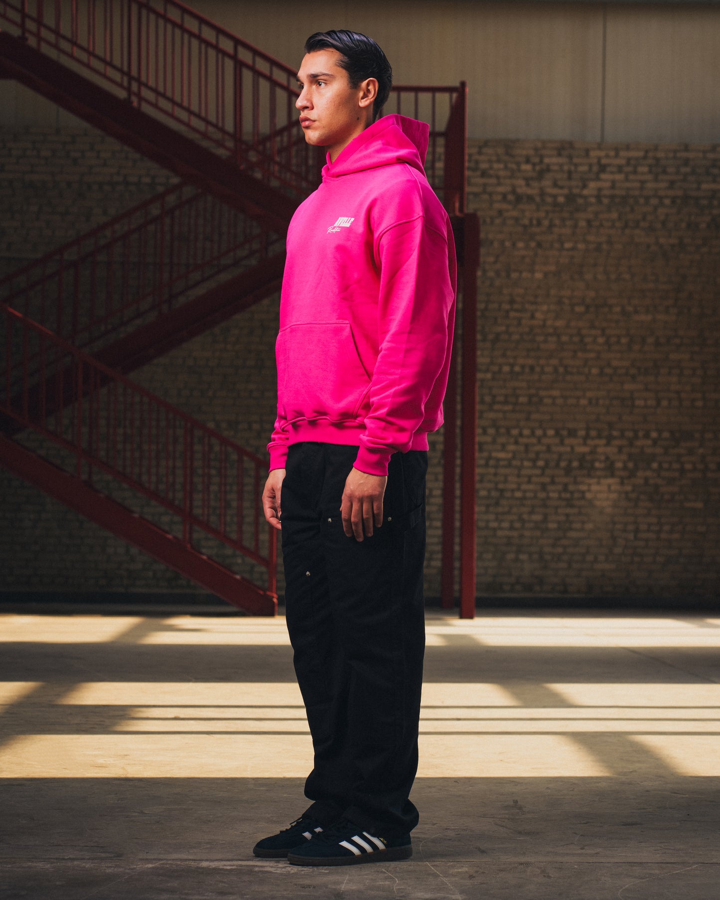 Heavyweight Logo Printed Hoodie in Deep Pink