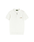 Knitted Quarter Zip Polo in Cream