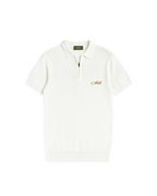 Knitted Quarter Zip Polo in Cream