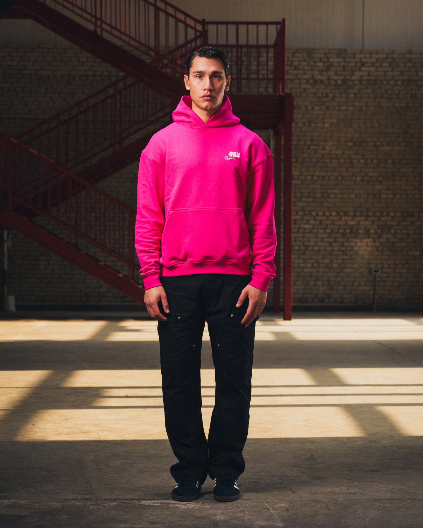 Heavyweight Logo Printed Hoodie in Deep Pink