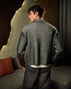 Zip Up Knitted Sweater In Green