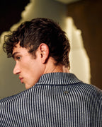 Zip Up Knitted Sweater In Navy Blue