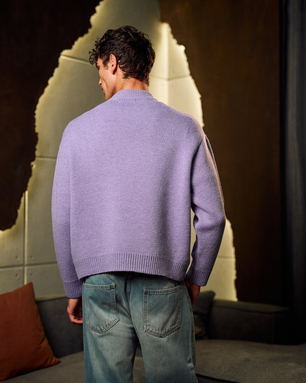 Knitted Crewneck Sweater In Purple