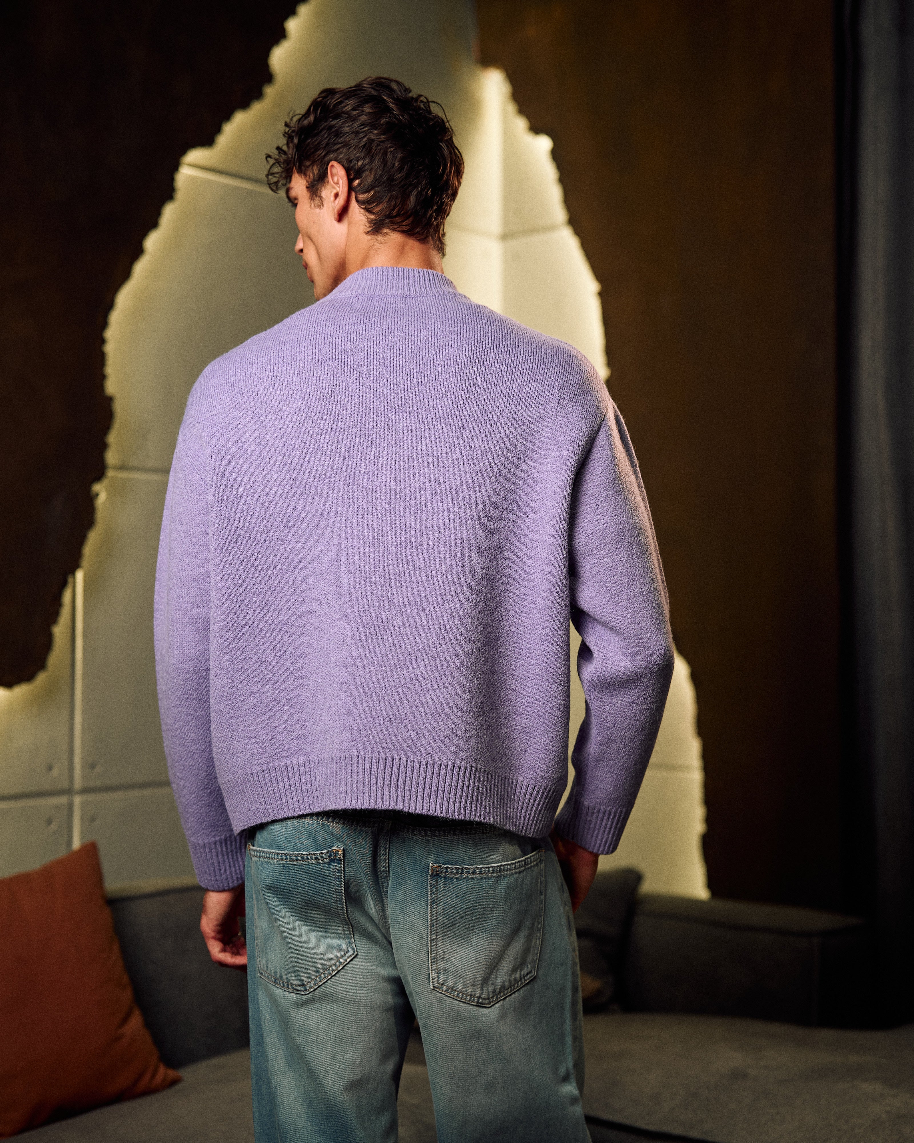 Knitted Crewneck Sweater In Purple