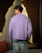 Knitted Polo Sweater In Purple