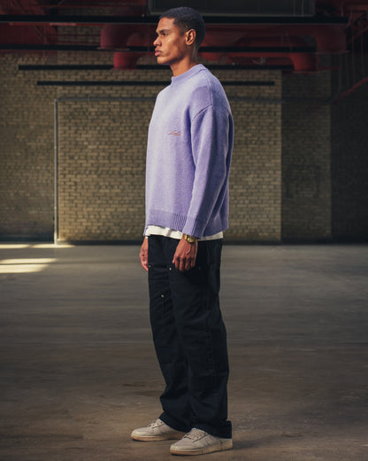 Knitted Crewneck Sweater in Purple