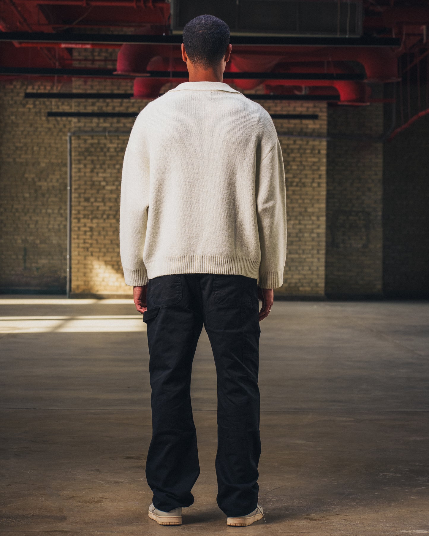 Knitted Polo Sweater in Cream