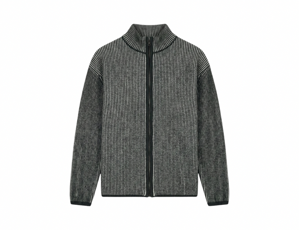 Zip Up Knitted Sweater In Green