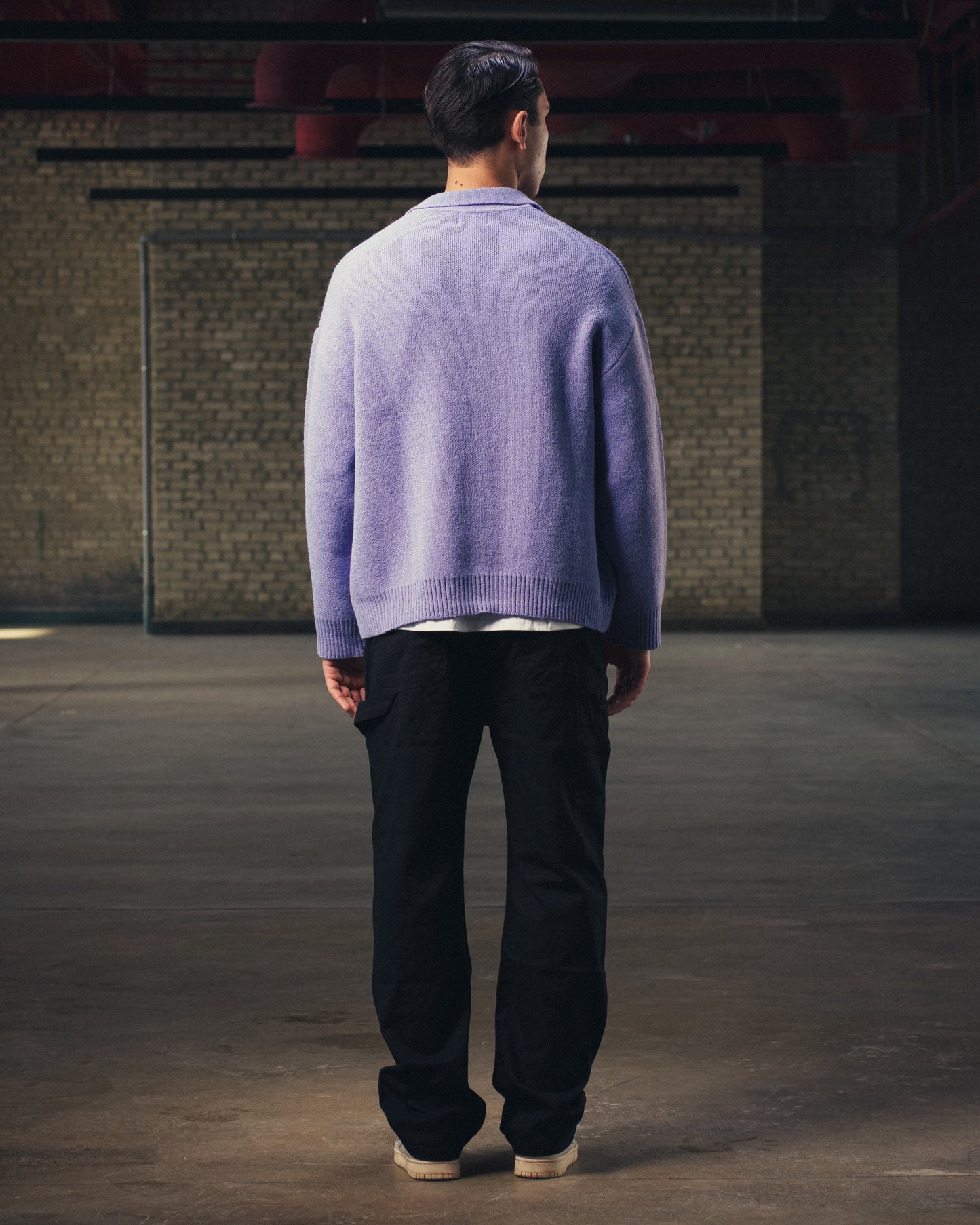 Knitted Polo Sweater in Purple