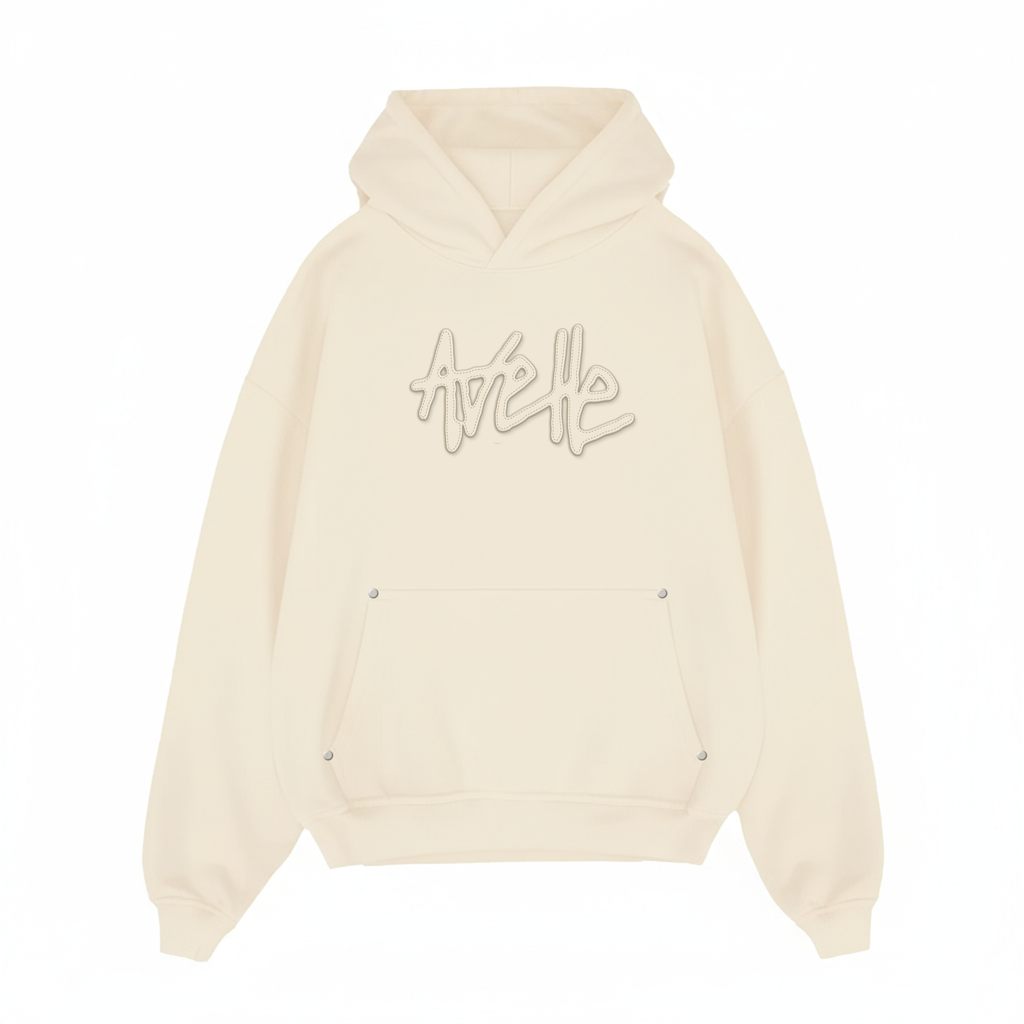 Avelle Applique Hoodie In Beige
