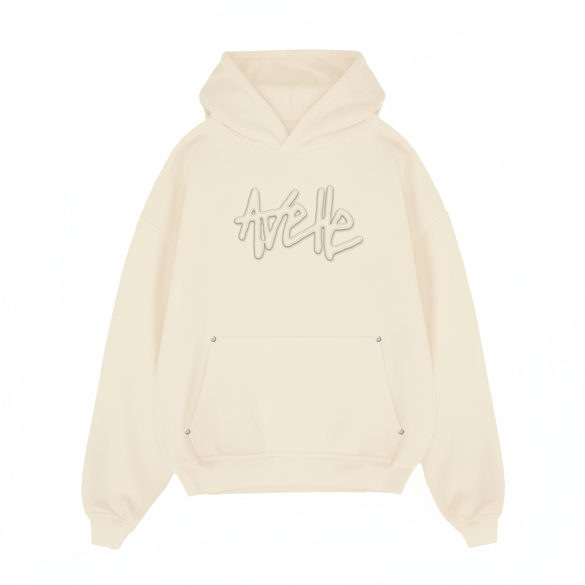 Avelle Applique Hoodie In Beige