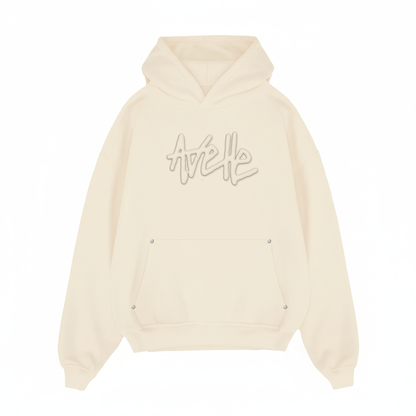 Avelle Applique Hoodie In Beige