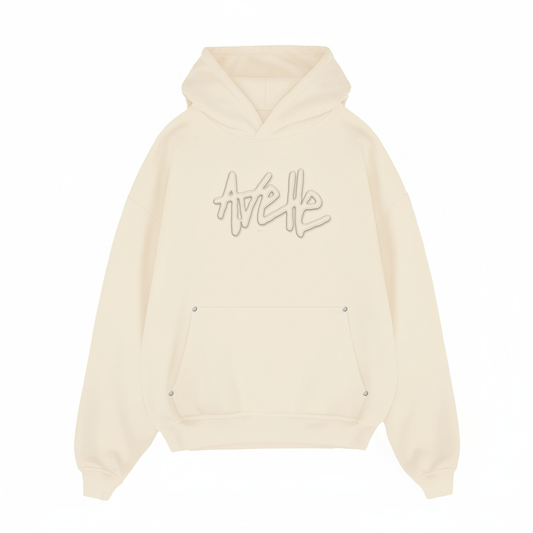 Avelle Applique Hoodie In Beige
