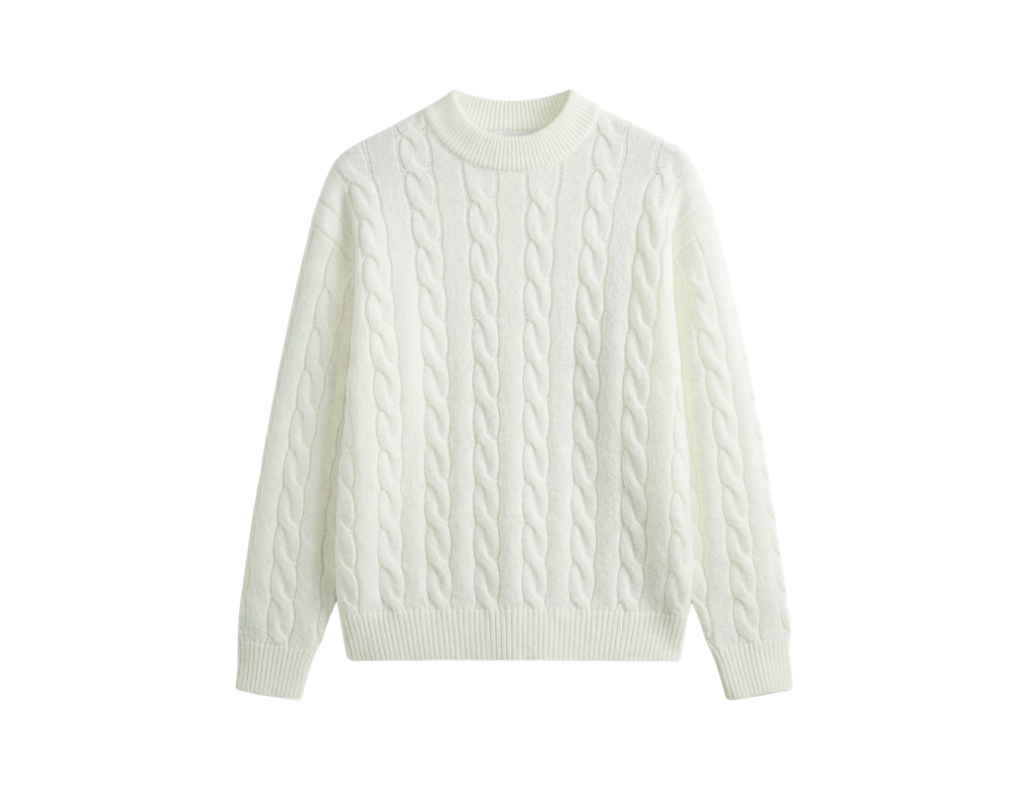 Cable Knit Sweater In Off White
