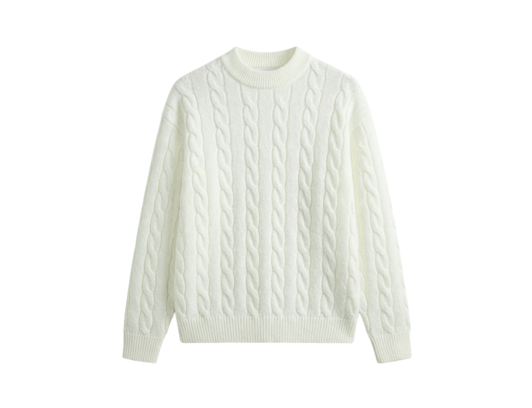Cable Knit Sweater In Off White