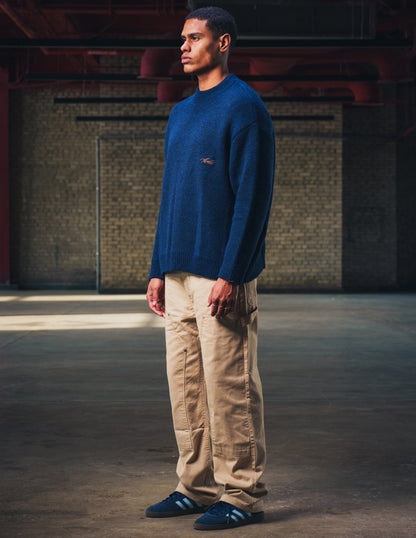 Knitted Crewneck Sweater in Navy Blue