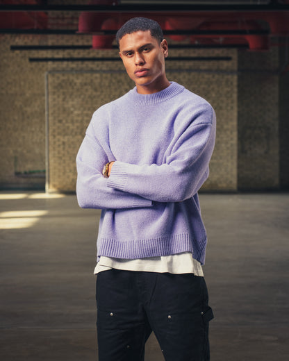 Knitted Crewneck Sweater in Purple