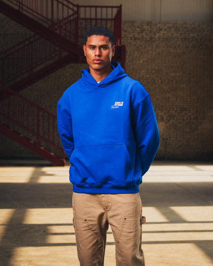 Heavyweight Logo Printed Hoodie in Royal Bue
