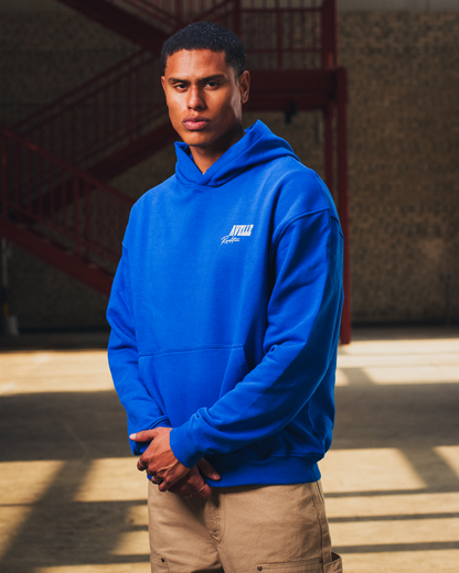Heavyweight Logo Printed Hoodie in Royal Bue