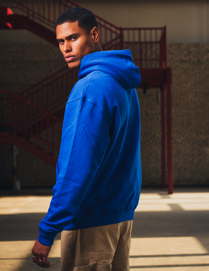 Heavyweight Logo Printed Hoodie in Royal Bue
