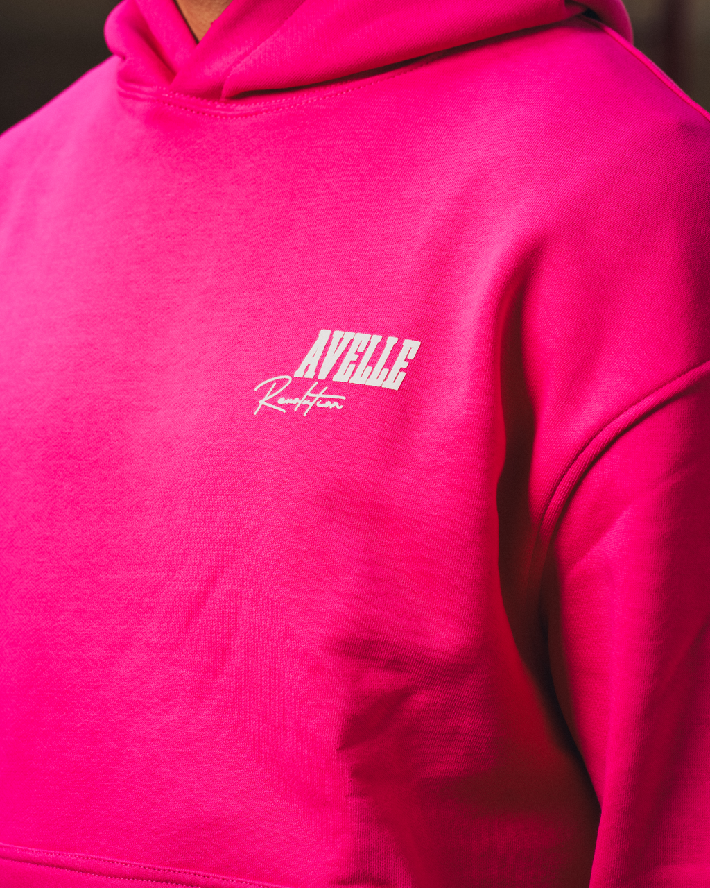 Heavyweight Logo Printed Hoodie in Deep Pink