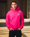Heavyweight Logo Printed Hoodie in Deep Pink
