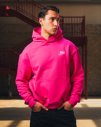 Heavyweight Logo Printed Hoodie in Deep Pink
