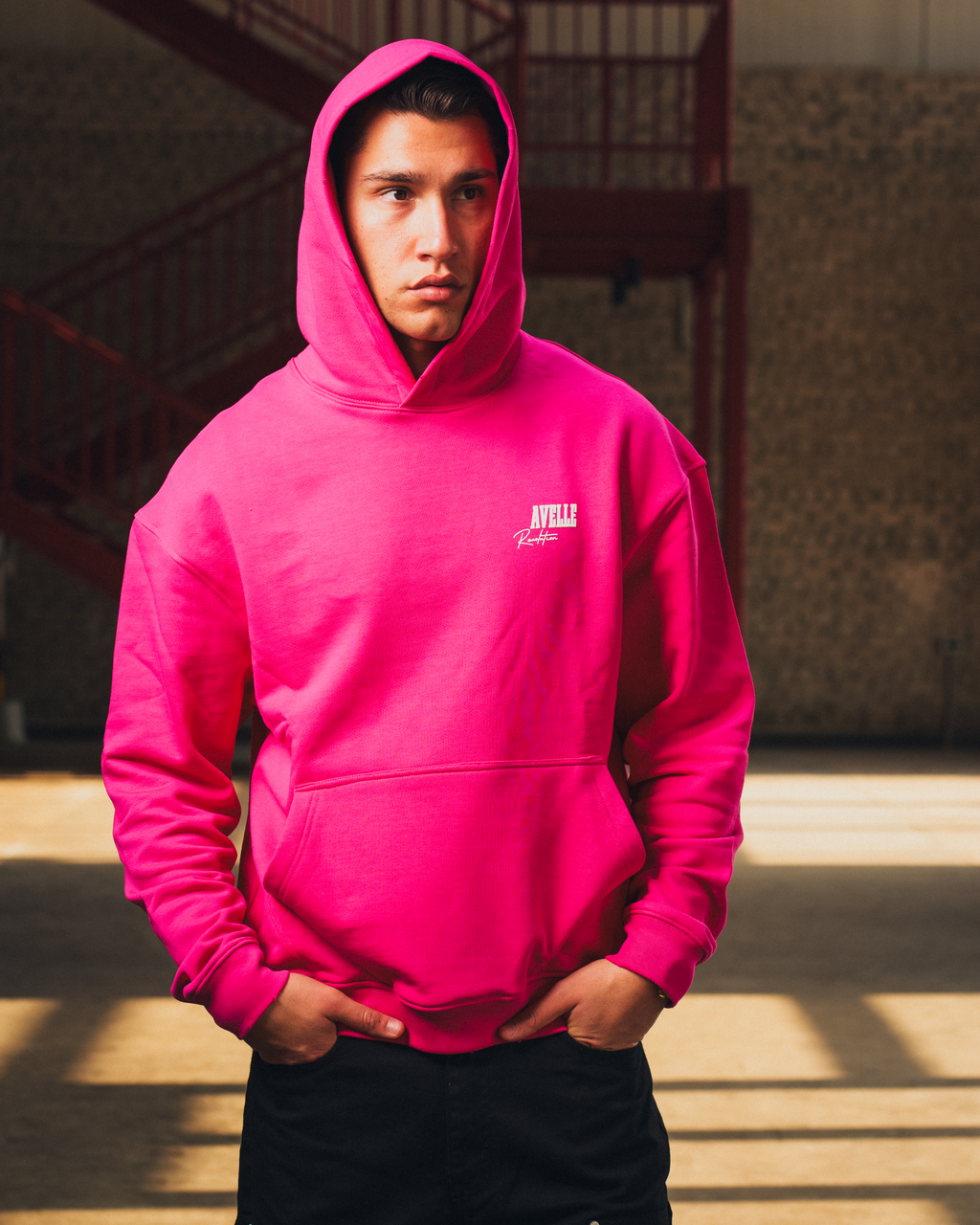 Heavyweight Logo Printed Hoodie in Deep Pink