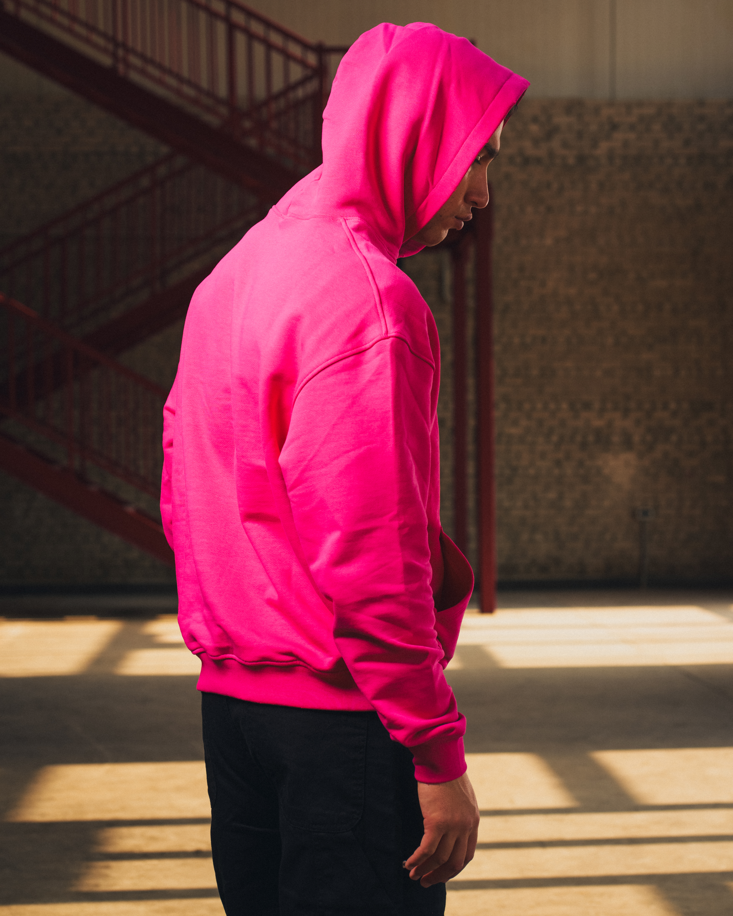 Heavyweight Logo Printed Hoodie in Deep Pink