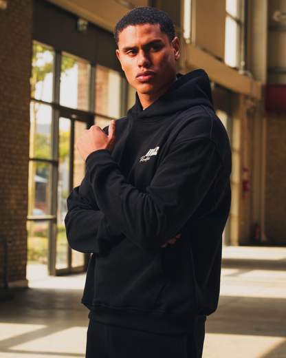 Heavyweight Logo Printed Hoodie in Black
