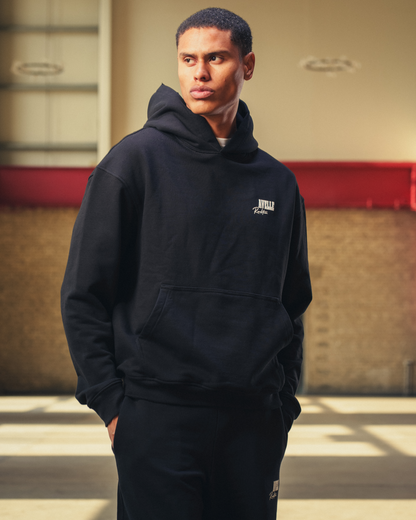 Heavyweight Logo Printed Hoodie in Black