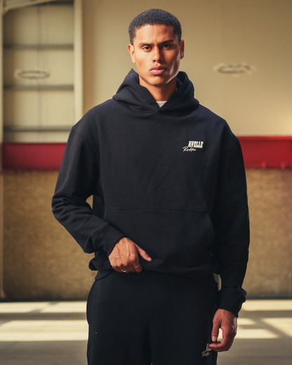Heavyweight Logo Printed Hoodie in Black