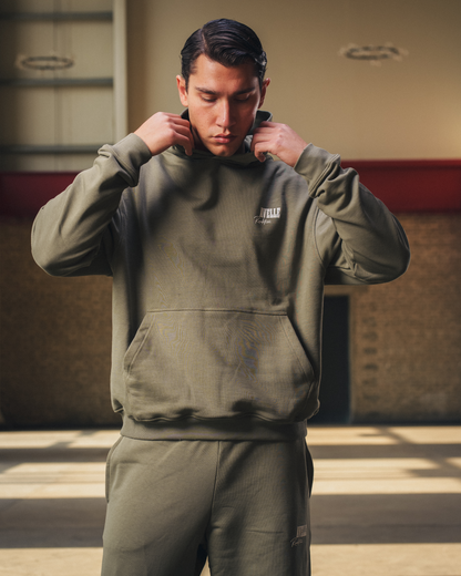 Heavyweight Logo Printed Hoodie in Olive