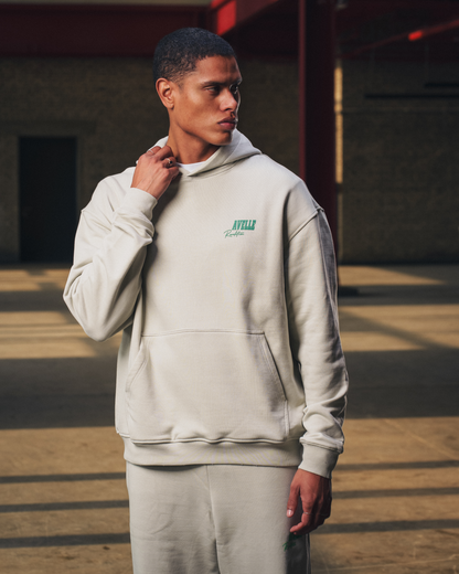Heavyweight Logo Printed Hoodie in Ice Grey