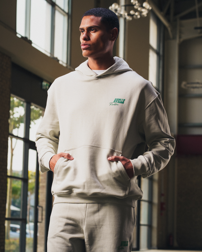 Heavyweight Logo Printed Hoodie in Ice Grey