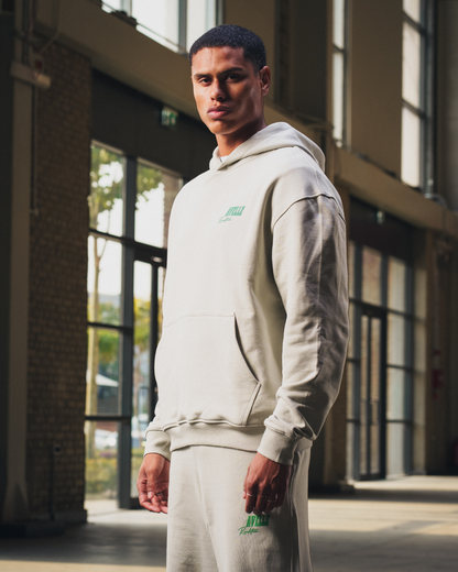 Heavyweight Logo Printed Hoodie in Ice Grey