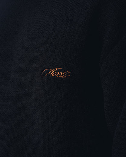 Knitted Polo Sweater in Black