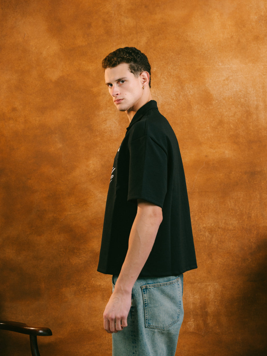 Jersey Polo in Black