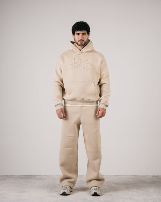 Avelle Applique Hoodie In Beige