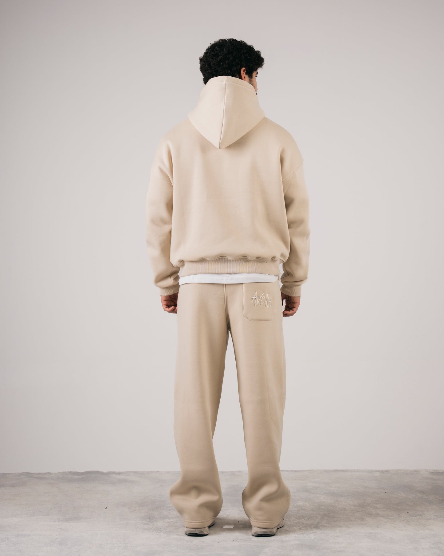 Avelle Applique Hoodie In Beige