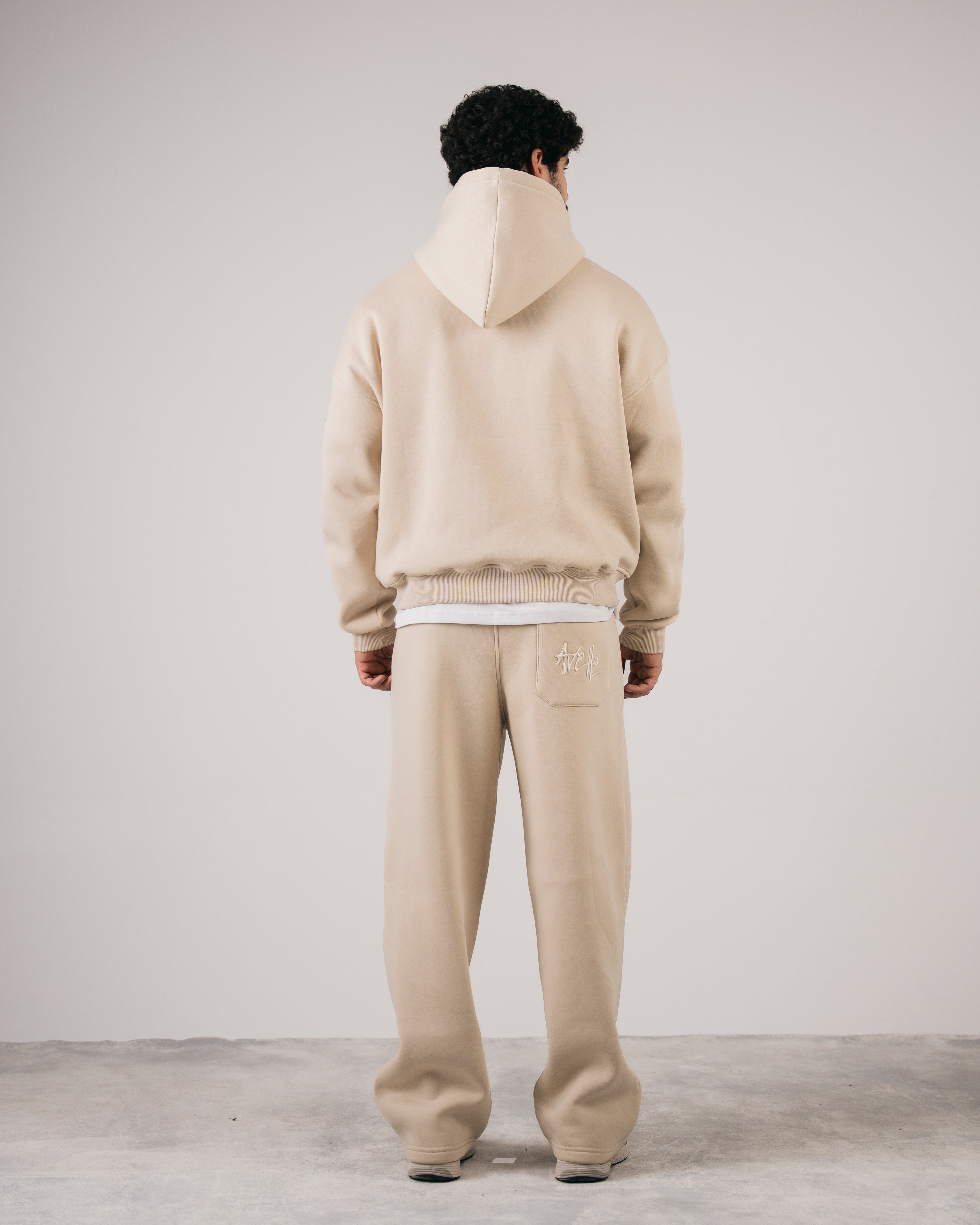 Avelle Applique Hoodie In Beige