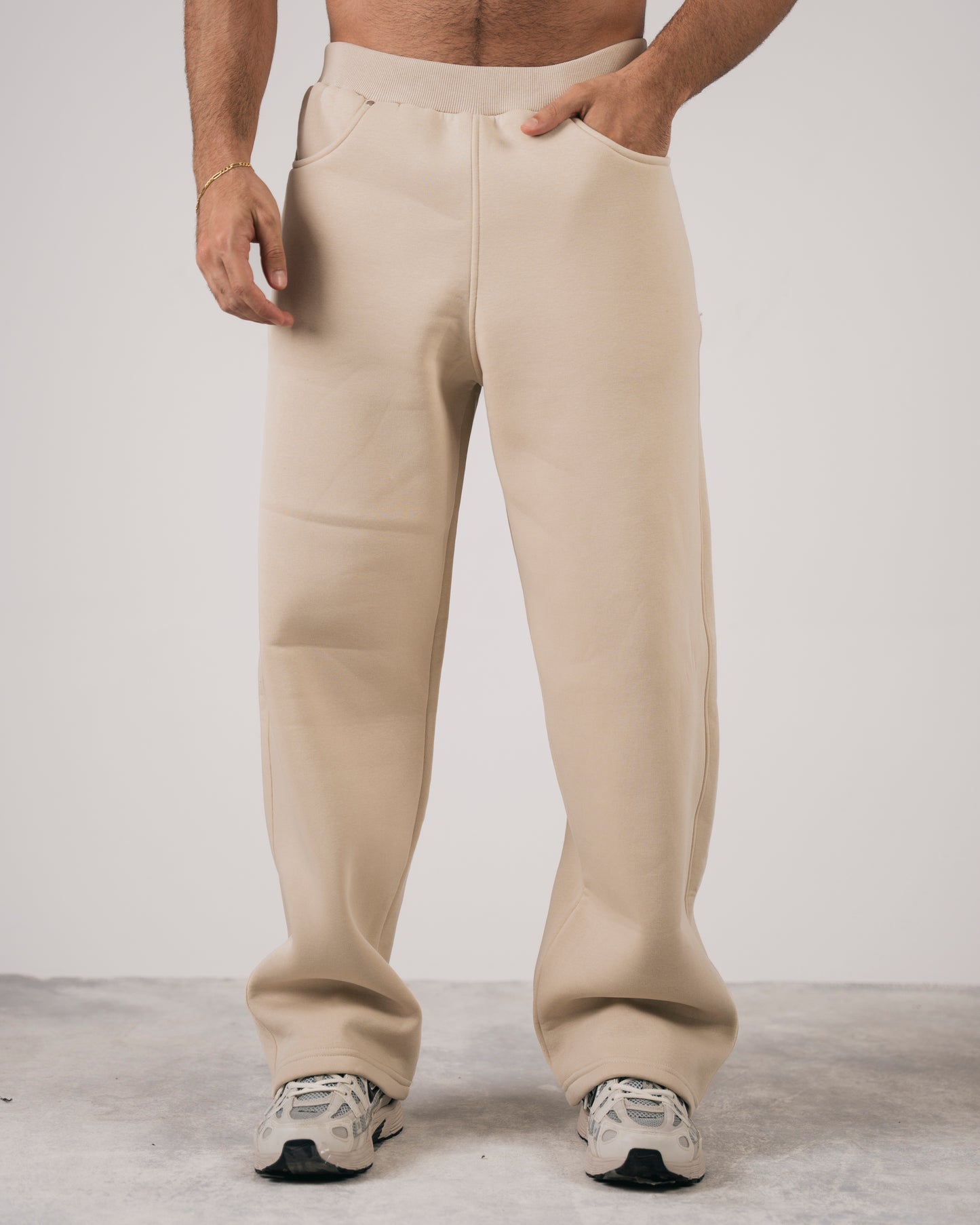 Heavy Fleece Relaxed Sweatpants In Beige