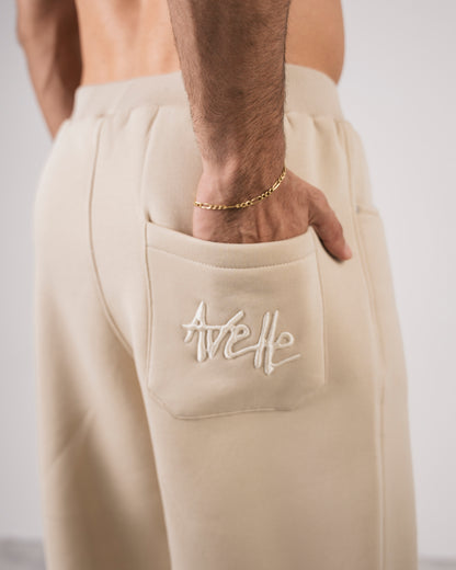 Heavy Fleece Relaxed Sweatpants In Beige
