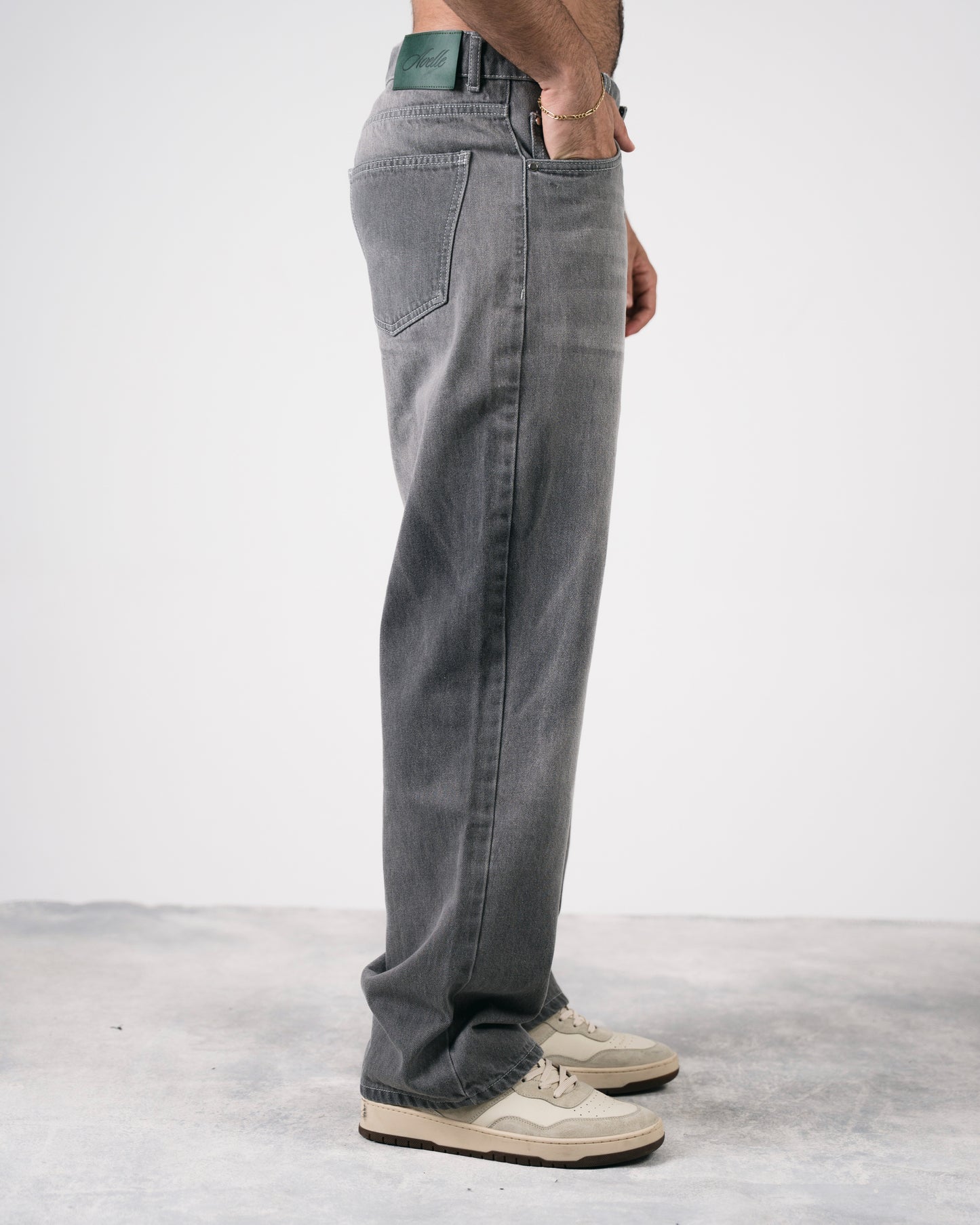 Washed Baggy Denim In Grey