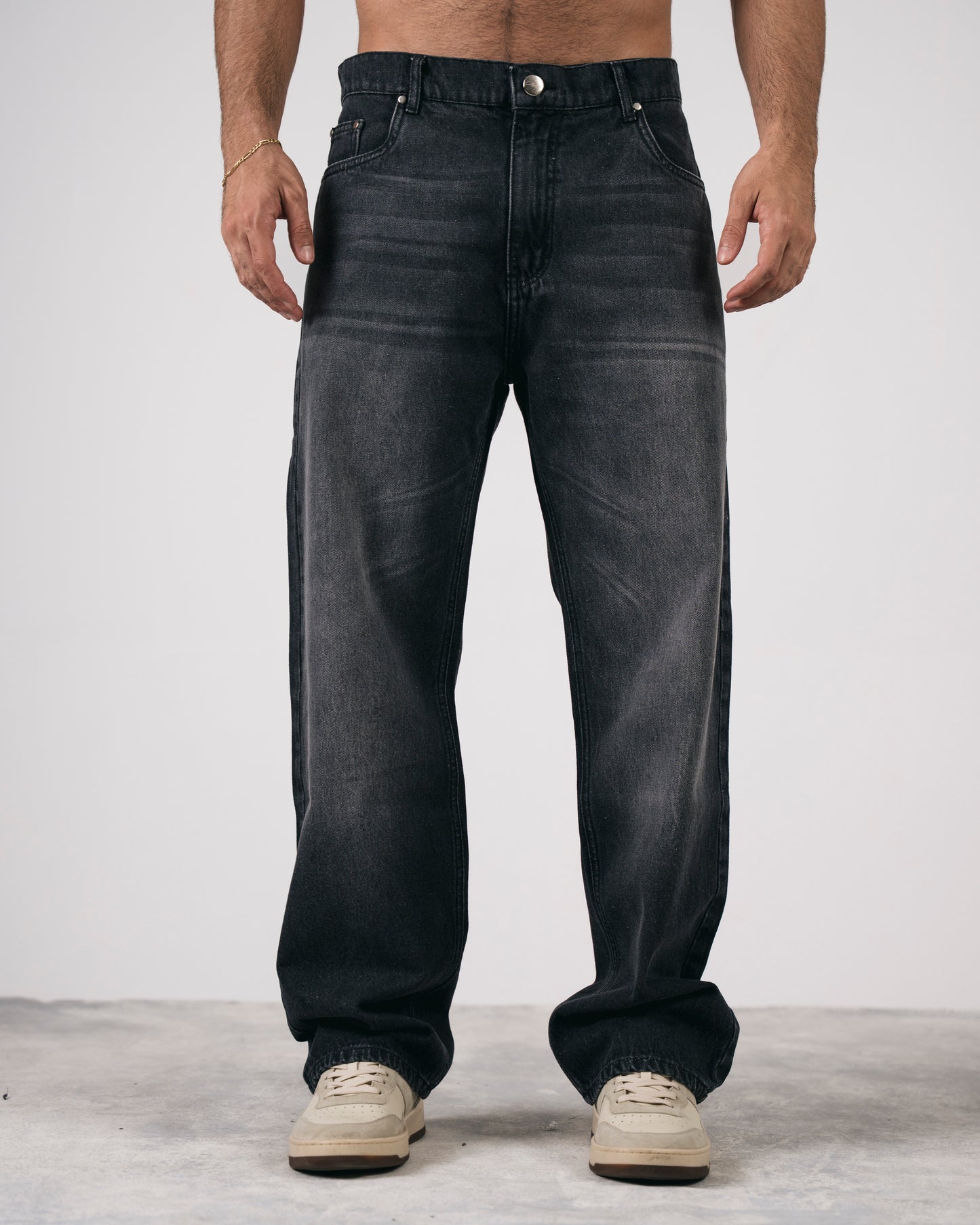 Washed Baggy Denim In Black