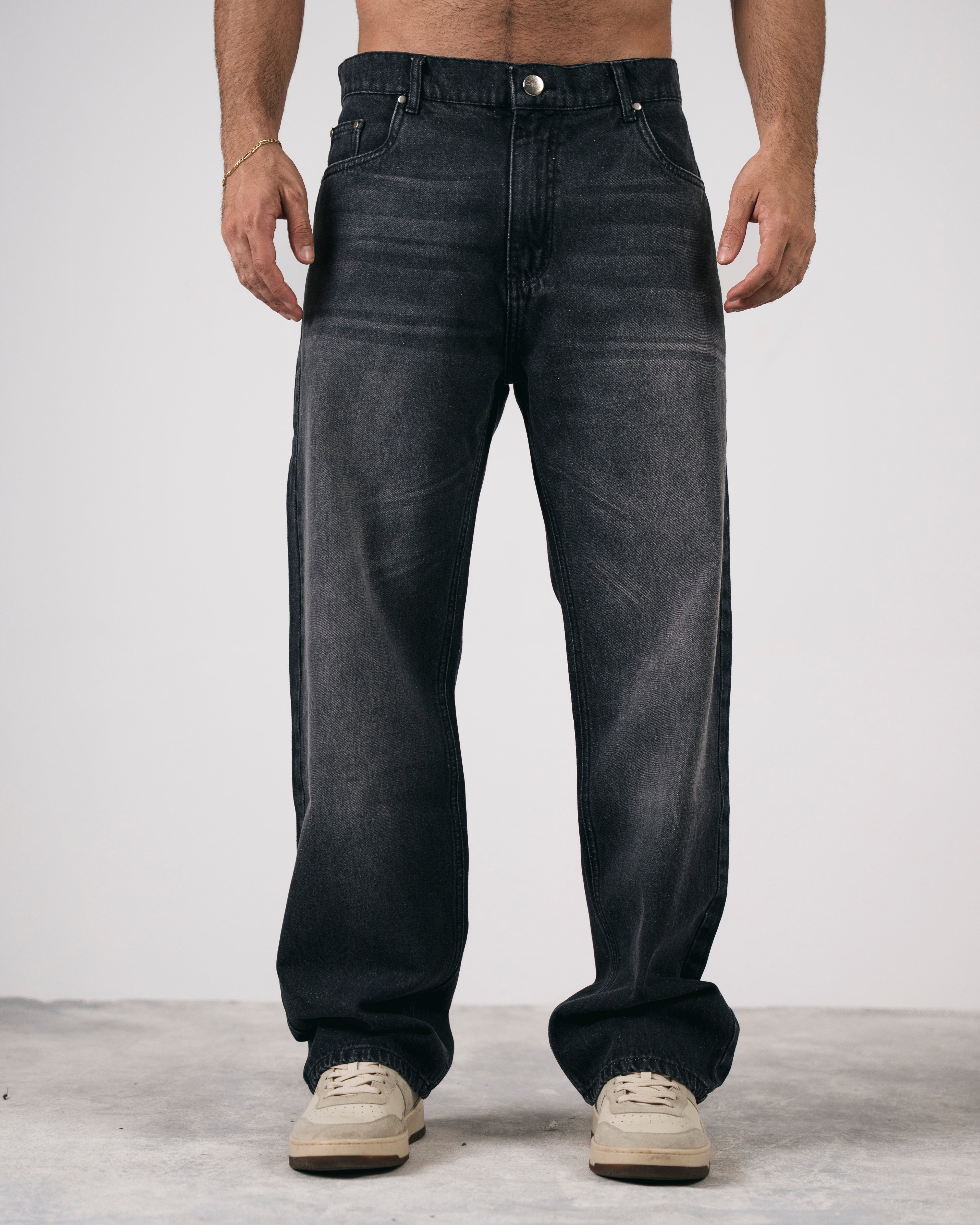 Washed Baggy Denim In Black